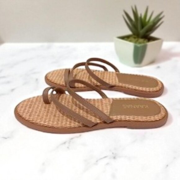 NWOT Kaanas Azores Naked slide Sandals Caramel Flats - Picture 3 of 6